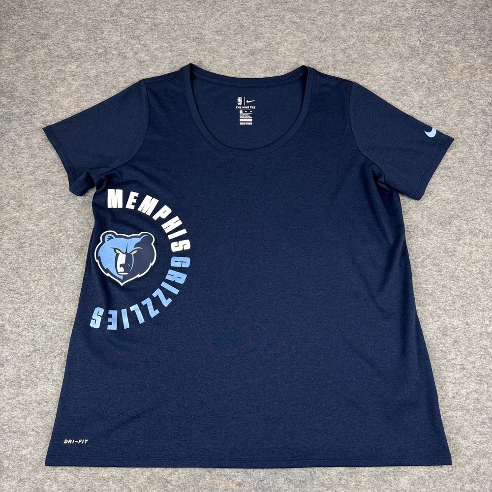 Nike Dri Fit Memphis Grizzlies NBA T-Shirt Tee Athletic Cut Blue Womens XL